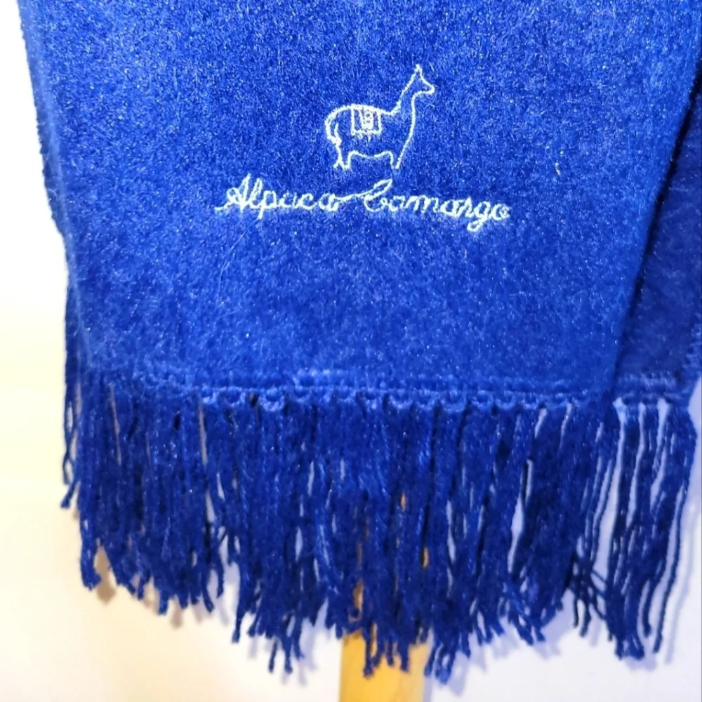 Alpaca Carmargo Soft Fringed Blue Winter Scarf